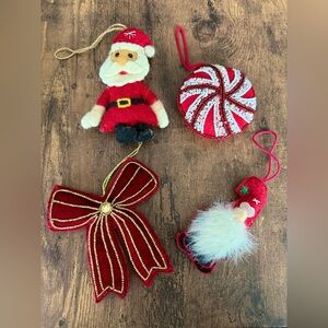 Brand New Set of 4 Festive Red Christmas Ornaments